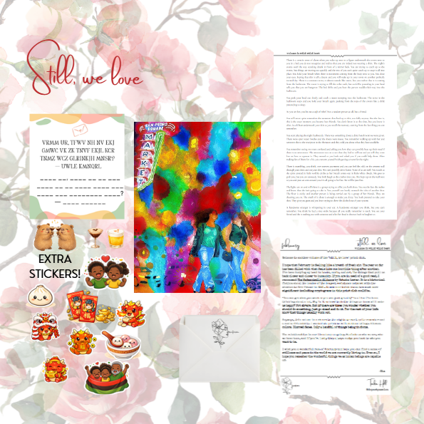 snail mail product for February. letters, art print, stickers
